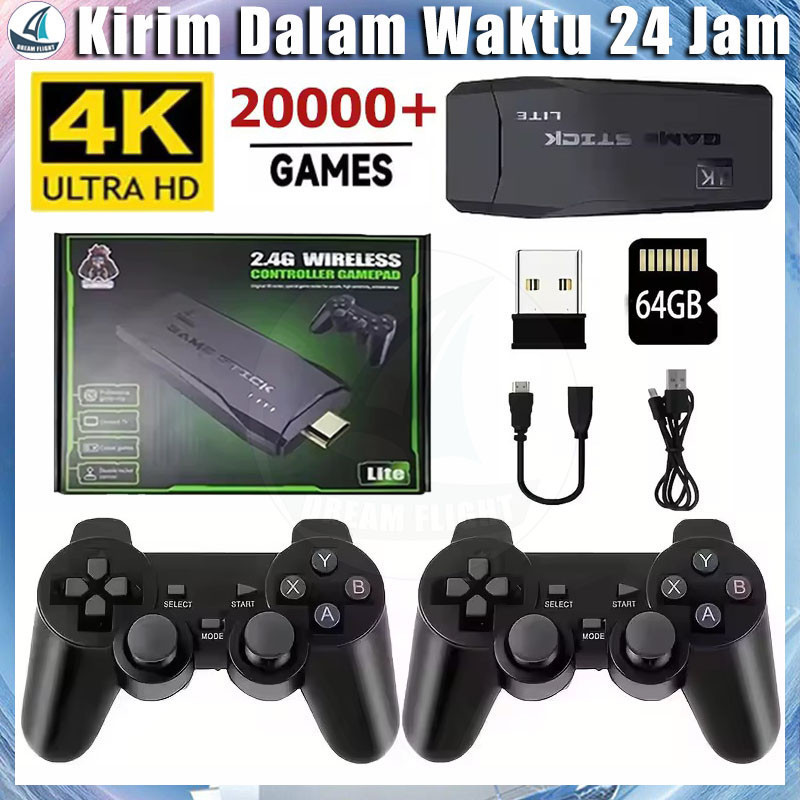 Bit Net Store Barang Spot Games Stick M8 Wireless 4K Gaming Game Konsol PS2 64G 20000 Game Genggam W