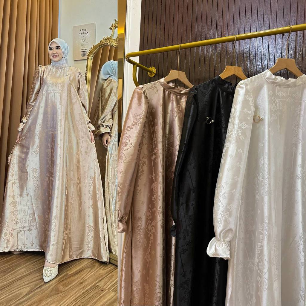  Dress Muslim Wanita Armani Silk Polos Premium Baju Gamis Lebaran Mewah Simpel Resleting Belakang | 