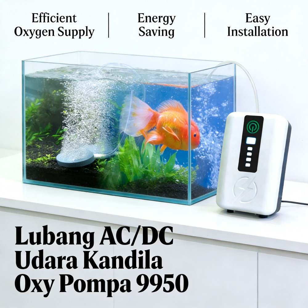 Pompa Udara Oksigen AC/DC Aerator 2 Lubang USB Kandila 9950