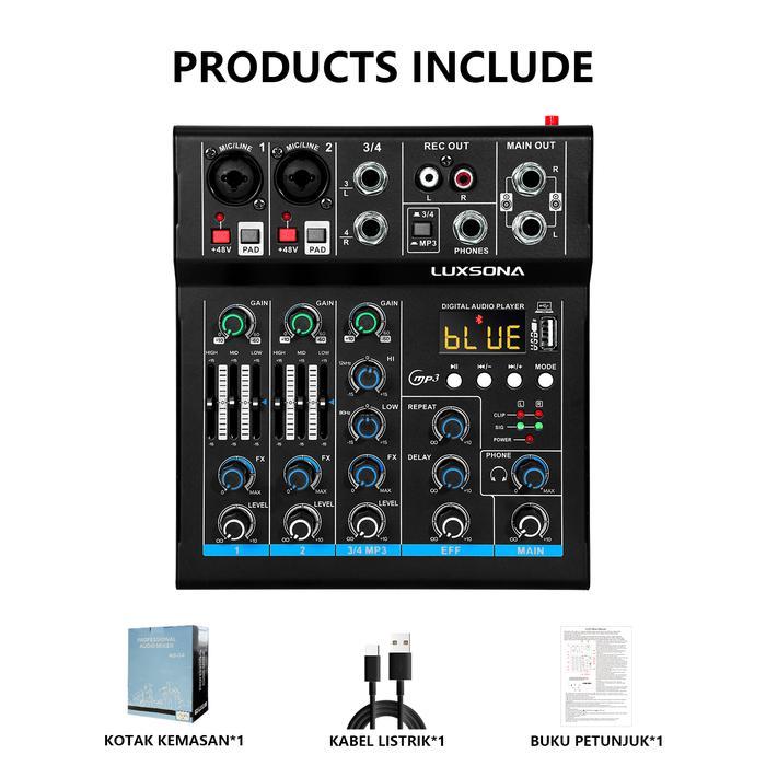 LUXSONA 4/6 mixer profesional/EQ Ta-Band dengan Reve/mixer audio murah/mixer profesional USB dengan 