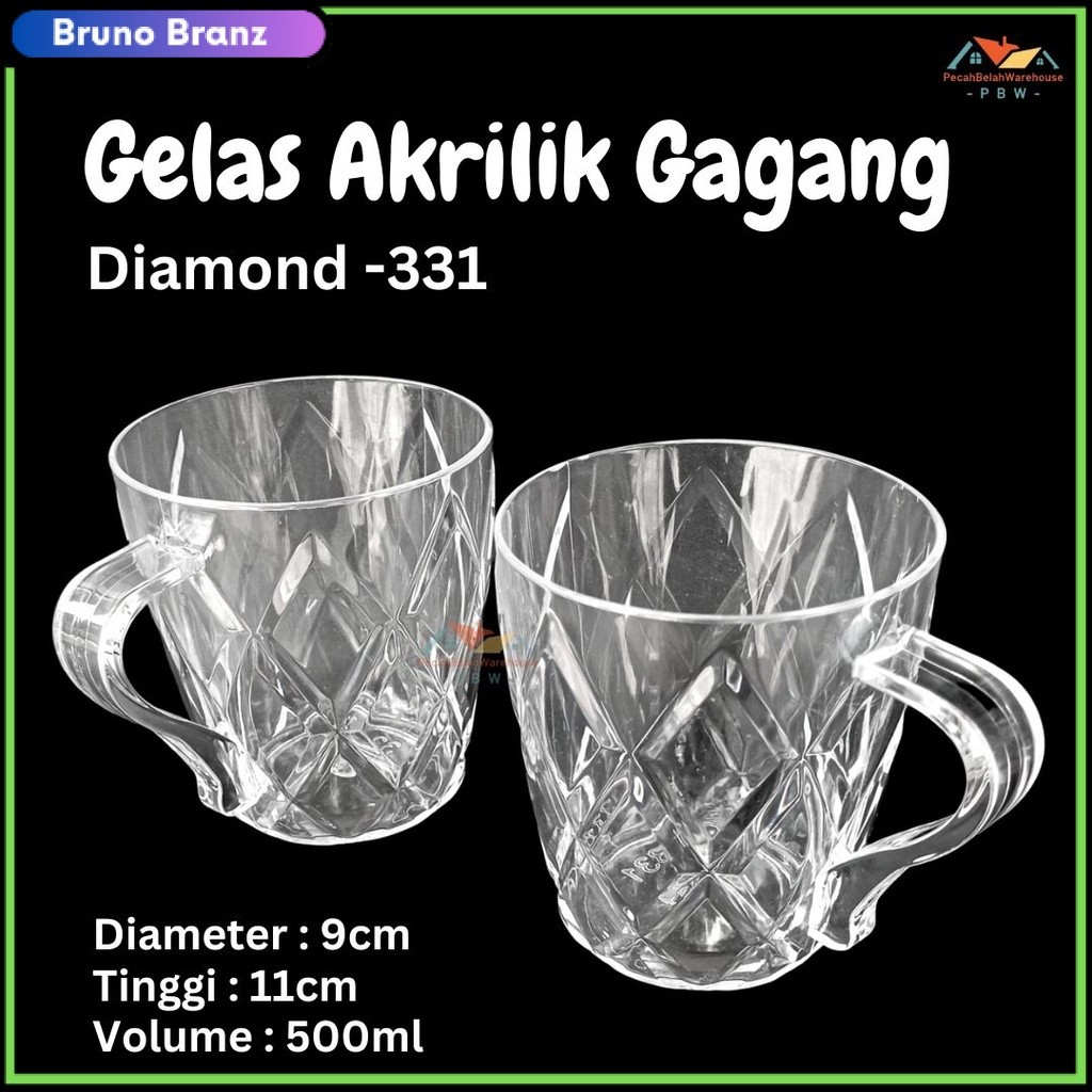 SALE TERLARIS Gelas Akrilik Gagang 331 Anti Pecah / Gelas Anti Pecah / Gelas Bir