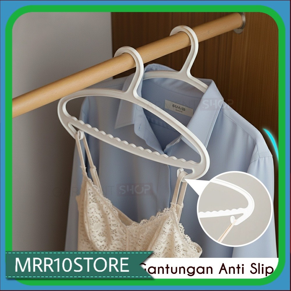 Gantungan Baju Anti Slip Modern Hanger Plastik Melengkung Bahan PP Tebal Perlengkapan Laundry Jemura