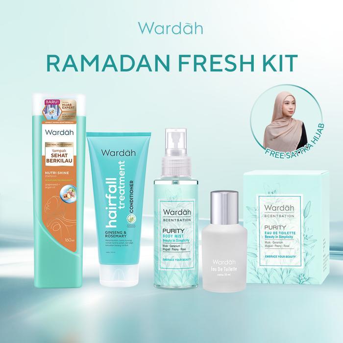 [RAMADAN FRESH KIT] Wardah Shampoo, Conditioner, Body Mist & Eau de Toilette FREE Sattka | Paket Per