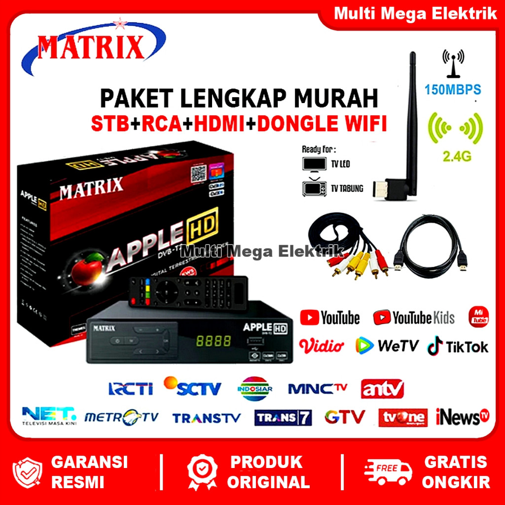 LookClassy [COD] SET TOP BOX TV DIGITAL MATRIX APPLE DVBT2 / STB MATRIX / STB MATRIX APPLE MERAH / S