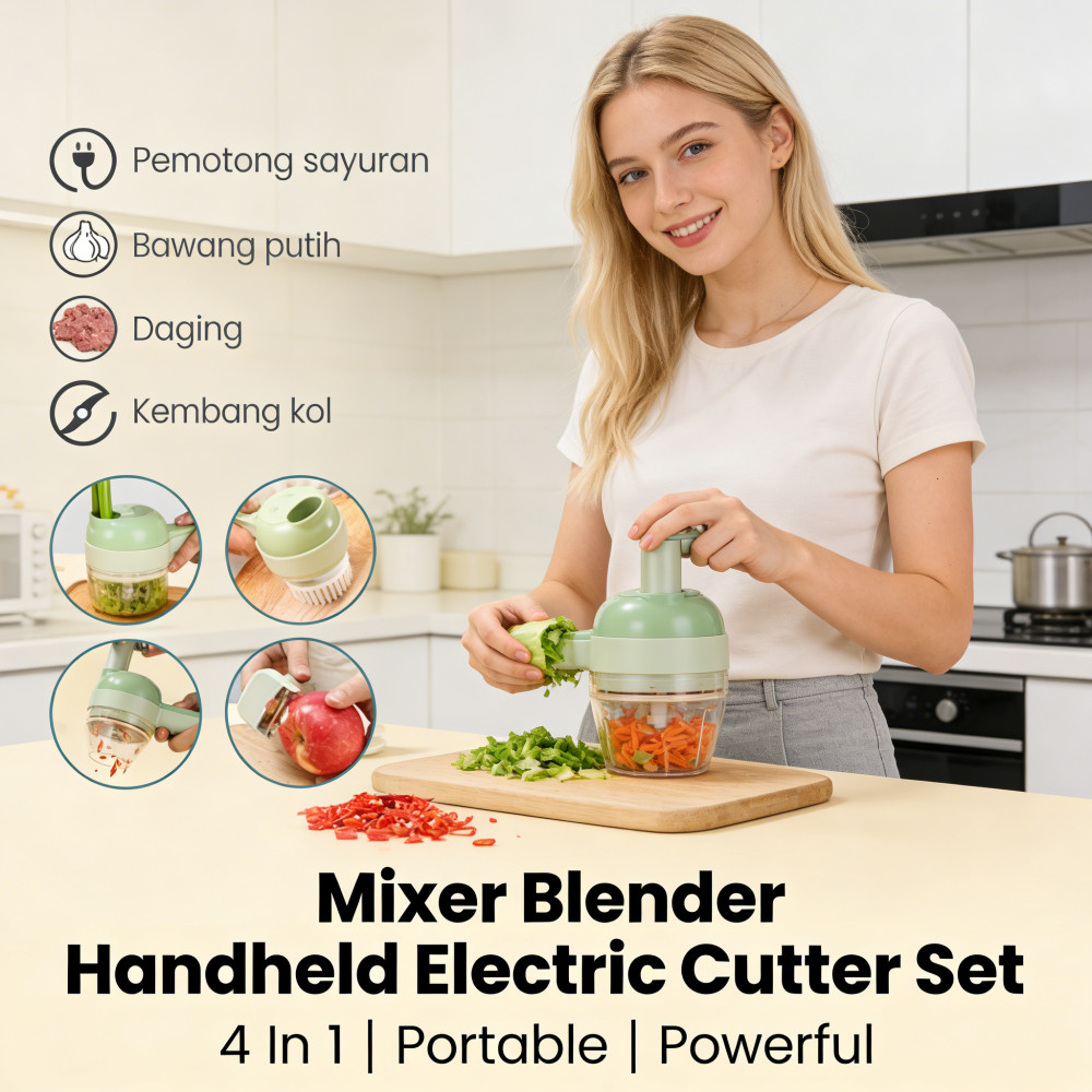 Alat pemotong daging hand held mini chopper blender multifungsi USB charging / mini coper manual wir