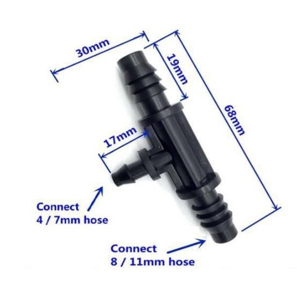 T Konektor sambungan selang uniring ke aerator ukuran 10/16