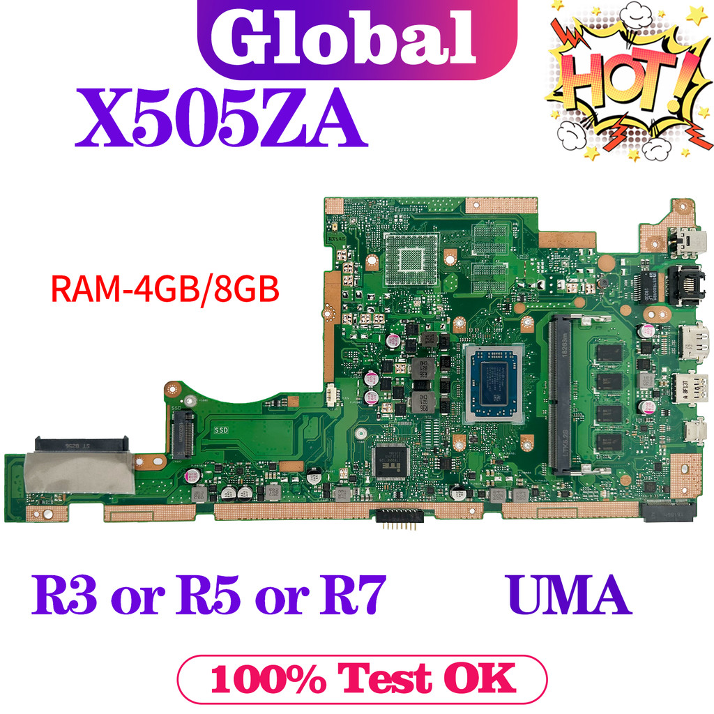 Mainboard For ASUS X505ZA X505Z F505Z K505Z A505Z RX505Z Laptop Motherboard R3 R5 R7 UMA RAM-4GB/8GB