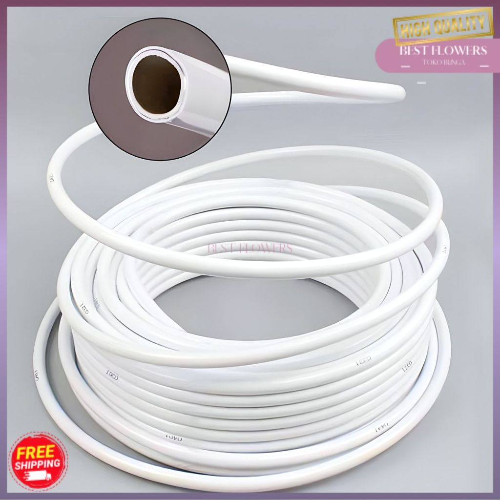 1 ROLL PIPA ELASTIS DEKORASI 100 METER PIPA PUTIH DEKORASI SELANG ELASTIS PVC PIPA LAMPU HIAS