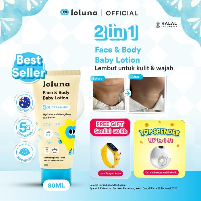 LOLUNA 5x Ceramide Krim Muka dan Badan Bayi dan Anak / Krim untuk Newborn - 80ml