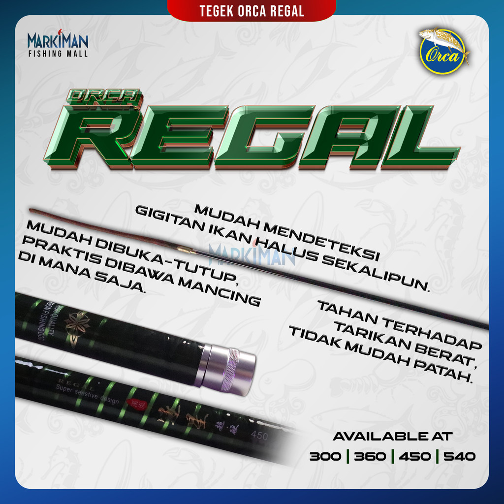 Tegek Orca Regal Carbon Super Kuat & Responsif – Action Kaku, Sensitivitas Tinggi, Panjang 360cm–540