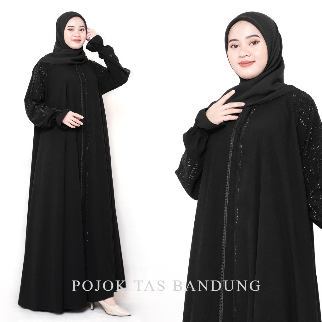 Abaya Busui Resleting Depan Premium Putih Hitam Jetblack Ori Klok Mayung Free Sabuk Gamis Syari Mewa