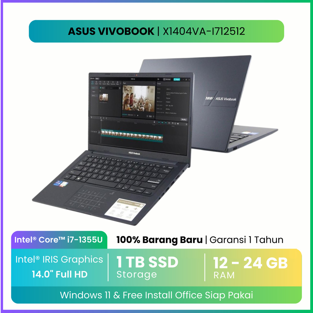 Asus VivoBook X1404VA - Core I7-1355U - 24GB - 1TB SSD - Intel Iris Graphics - 14" FHD - Windows 11 