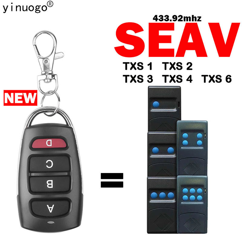 SEAV TXS 1 TXS 2 TXS 3 TXS 4 TXS 6 Garage Door Opener Remote Control 433MHz Fixed Code SEAV Garage D
