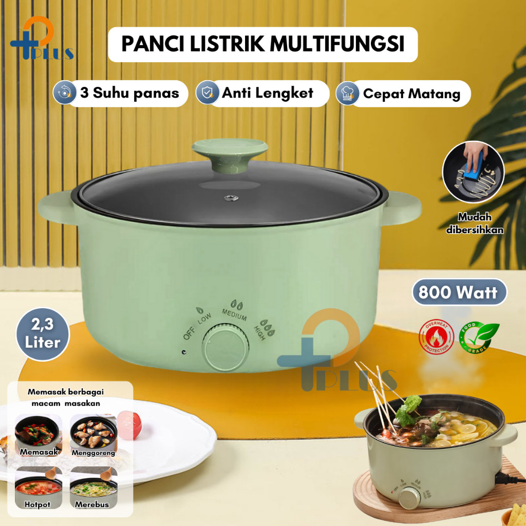GREENPAN ID PPLUS Panci Listrik Serbanguna Anti Lenget Jumbo 2,3 Liter 800W / Panci Electric 2,3L Fr