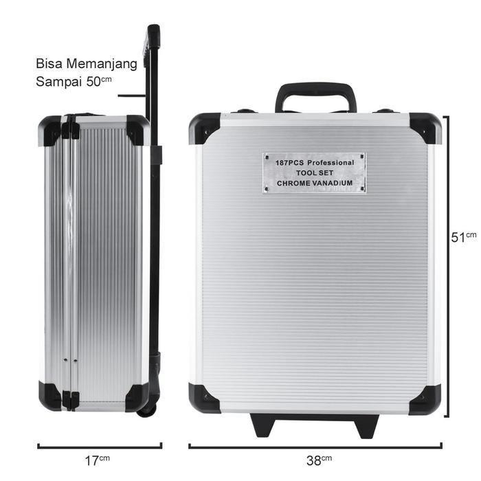ISKU Tool Kit Set Alat Rumah Perkakas Bengkel 187PCS Tool Kit Rumah Koper Koper Set Perkakas Bengkel