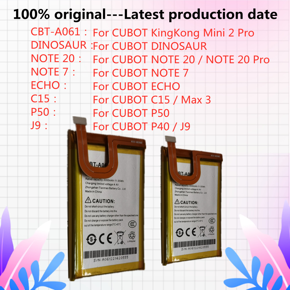 Hight Capacity Original Battery For Cubot C15 Max 3 NOTE 20 Pro P40 P50 KingKong Mini 2 Pro 2Pro EO 