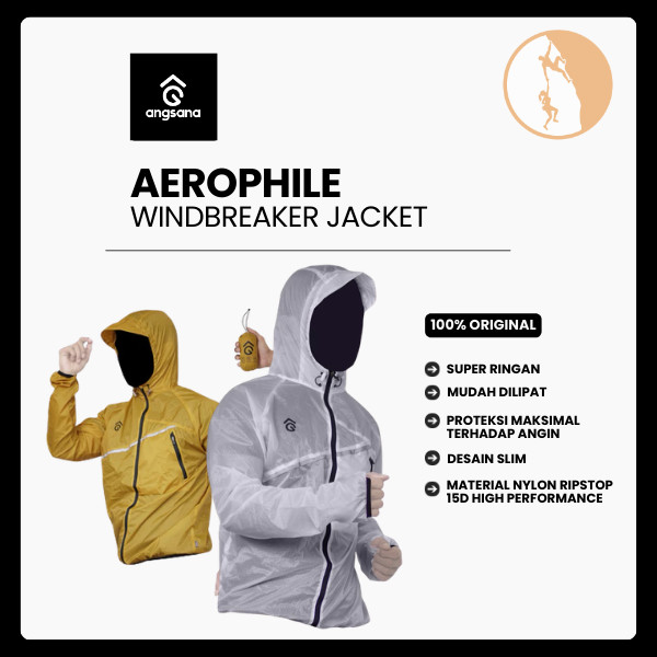 Jaket Windbreaker Ultralight - Angsana Aerophile Packable  Jacket Trail Running