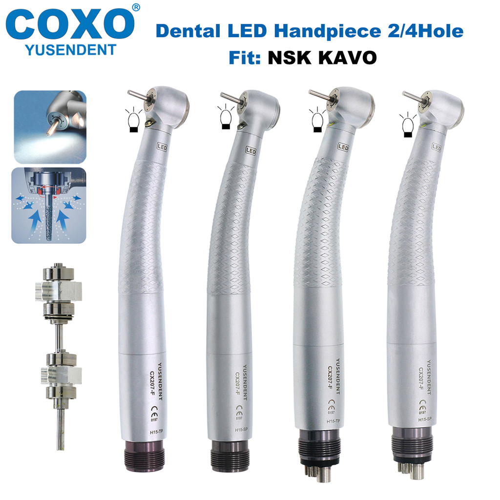 COXO CX207-F Dental LED Handpiece Self-power High Speed Handpiece E Generator Button Torque Head Air