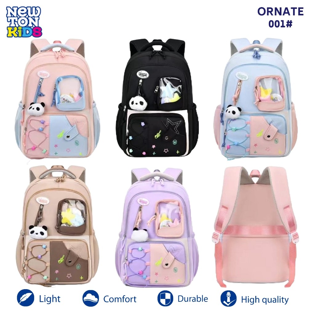 Newtonkids - Tas Sekolah Ornate Korea Cewek Kode 001/Ransel Korea Ornate Lucu/Tas Ransel Sekolah SD/