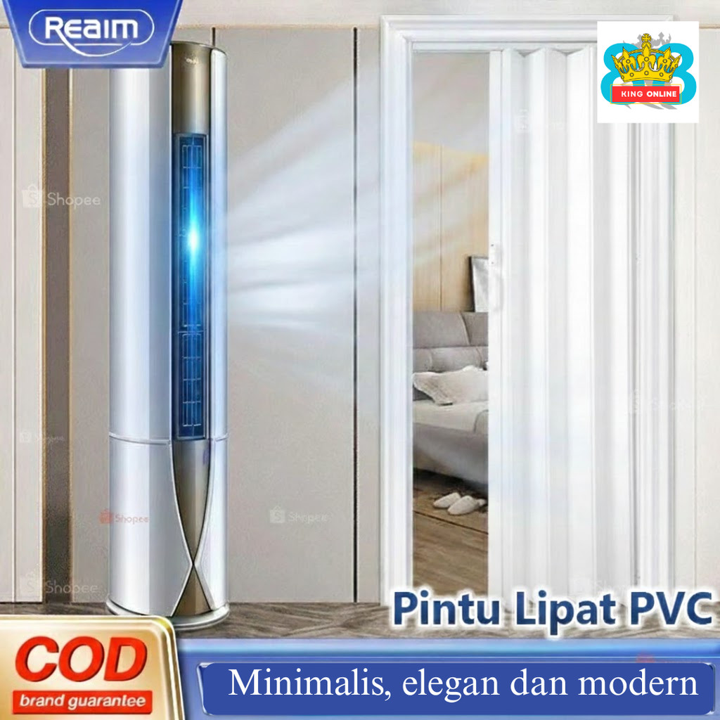 Reaim Pintu Lipat PVC Kamar Penyekat Ruangan Pintu Kamar Tidur Mandi Pintu Geser Kamar Mandi Pintu T