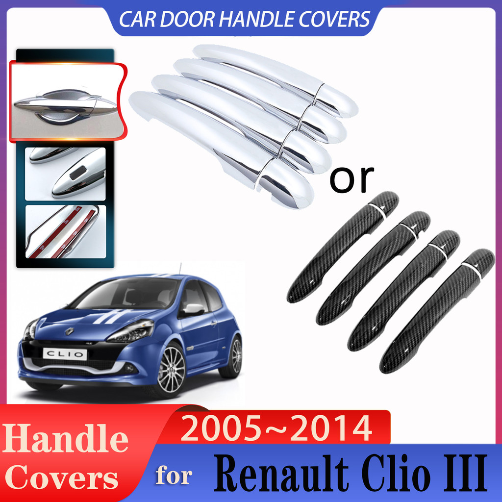 untuk Renault Clio 3 Aksesoris III 2005~2014 Pegangan Pintu Mobil Imitasi Serat Karbon Atau Penutup 