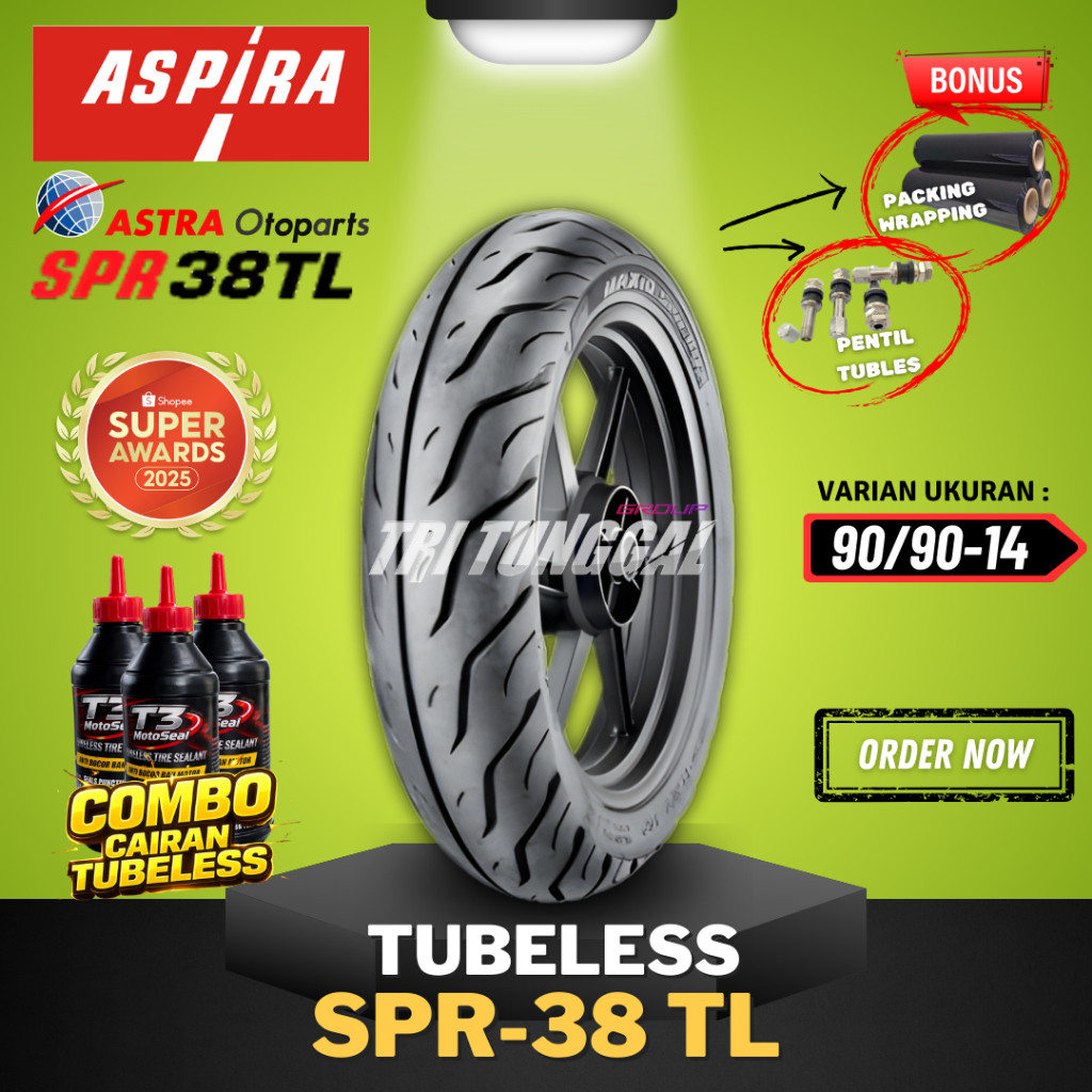 [READY COD] BAN ASPIRA TUBELESS / BAN TUBLES ASPIRA MAXIO SPR38 TL 90/90-14 / BAN LUAR ASPIRA RING 1