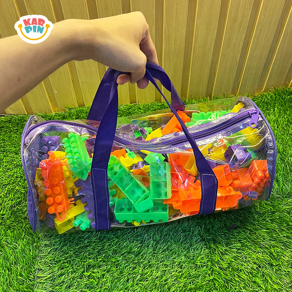 Karpin Building Blocks Anak Set Tas Ransel / Tas Jinjing Balok Susun Plastik Mainan Edukasi Anak Bes