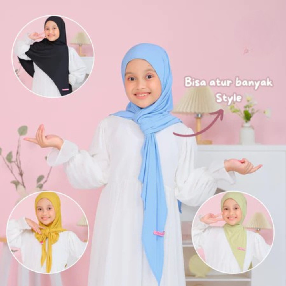 Vrou Hijab Pashmina Anak Instant Shofa Hijab Segitiga Instan