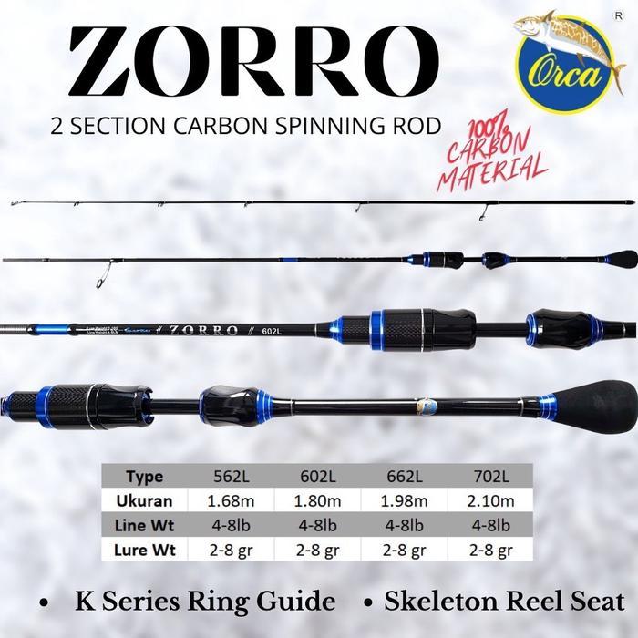 Joran Dan Top Section Orca Zorro 602 662 702 Carbon Hollow Ultralight Series Lure Pancing - 602 / 18