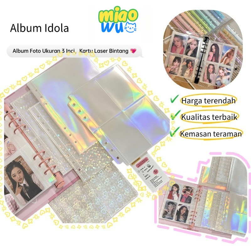 10pcs Album Isian Lepas A5 untuk Menyimpan Kartu Laser Bintang, Kartu Hias, Halaman Album, Album Ido