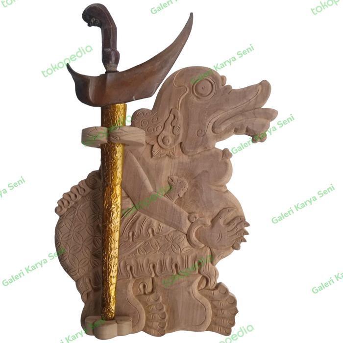 Blawong Keris Ukiran Model Tokoh Wayang Togog Kayu Jati Mentahan