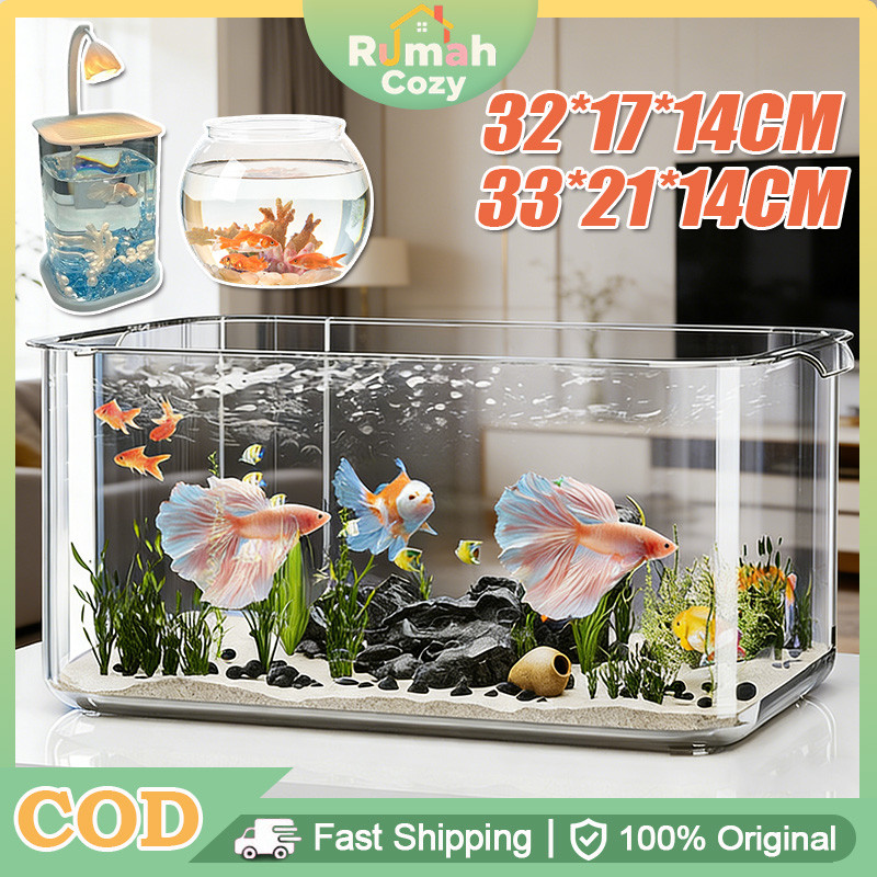 8K Akuarium Plastik Transparan Aquarium Kecil Kandang Ikan Hias Ikan Cupang Hias Aquarium Untuk Ikan
