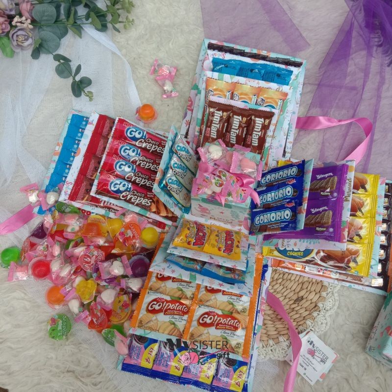 (WAJIB CHAT ADMIN) EXPLOSION BOX SNACK 4 LAYER EXTRA JELLY & PERMEN / SURPRISE BOX / KADO ULANG TAHU