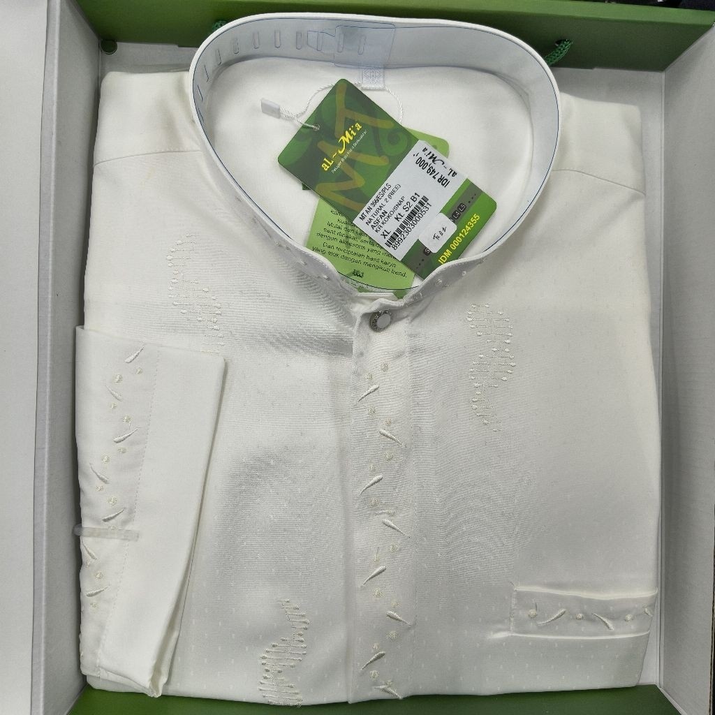 Size XL Baju Koko Almia MT Series Lengan Panjang Los Putih Natural