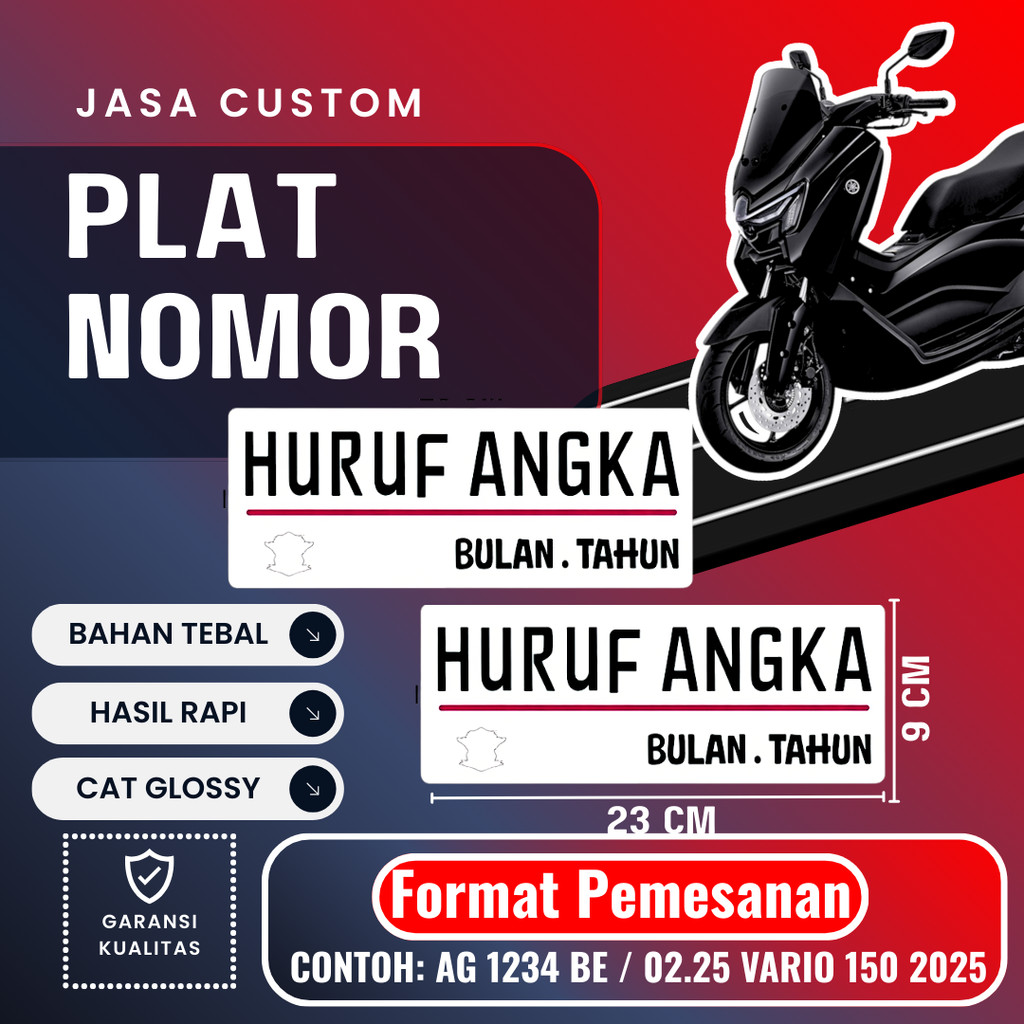 PLAT CUSTOM WARNA PUTIH PLAT CUSTOM SATU PASANG WARNA PUTIH PLAT CUSTOM BAUT TANAM