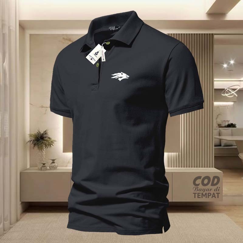 COD T-shrit POLO Nevada Logo Kiri Putih Kaos Kerah Dewasa Shirt / Kaos Wangki Pria Polo / Kaos Serag