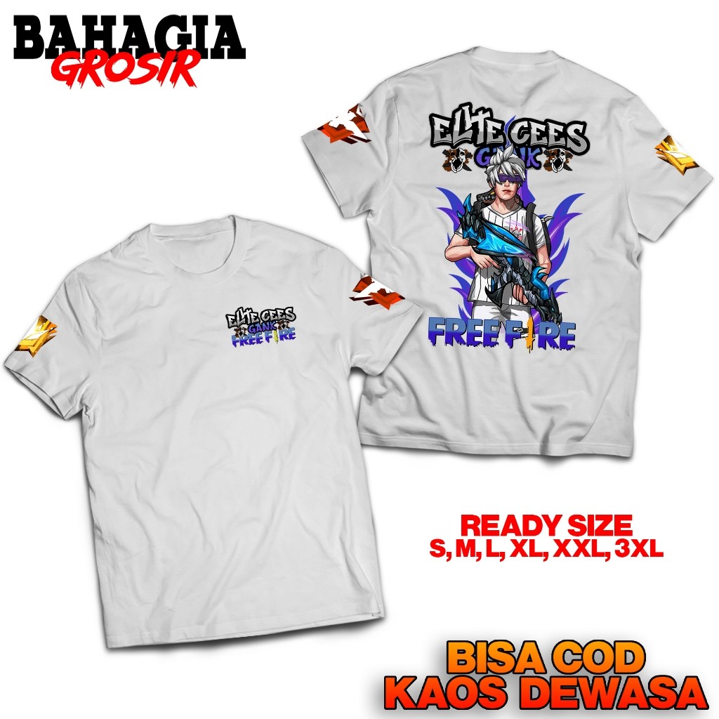 Baju Kaos Dewasa | Karakter Free Fire Api Ungu Terbaru New Design | Baju Distro Cowo Cewe Unisex