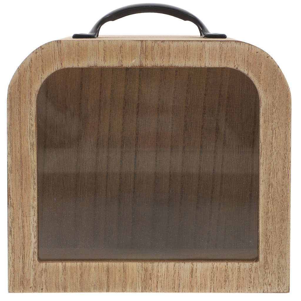 Wooden Piggy Bank Transparent Coin Jar Vintage Saving Box Desktop Decor Save Coin Cash Money Money S
