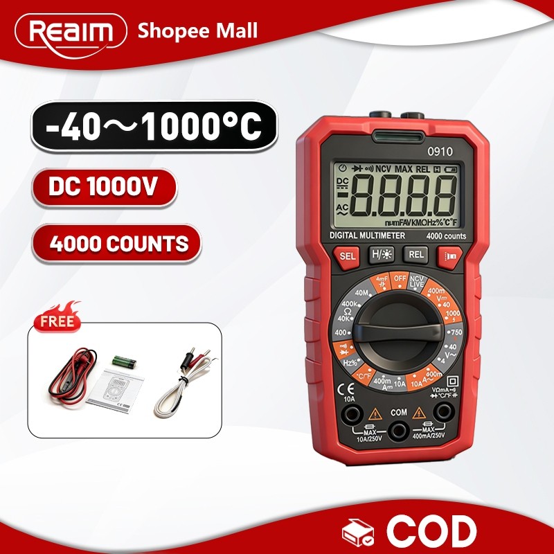 REAIM Multitester Digital Otomatis 4000 COUNTS Avometer Digital Dapat Mengukur Suhu
