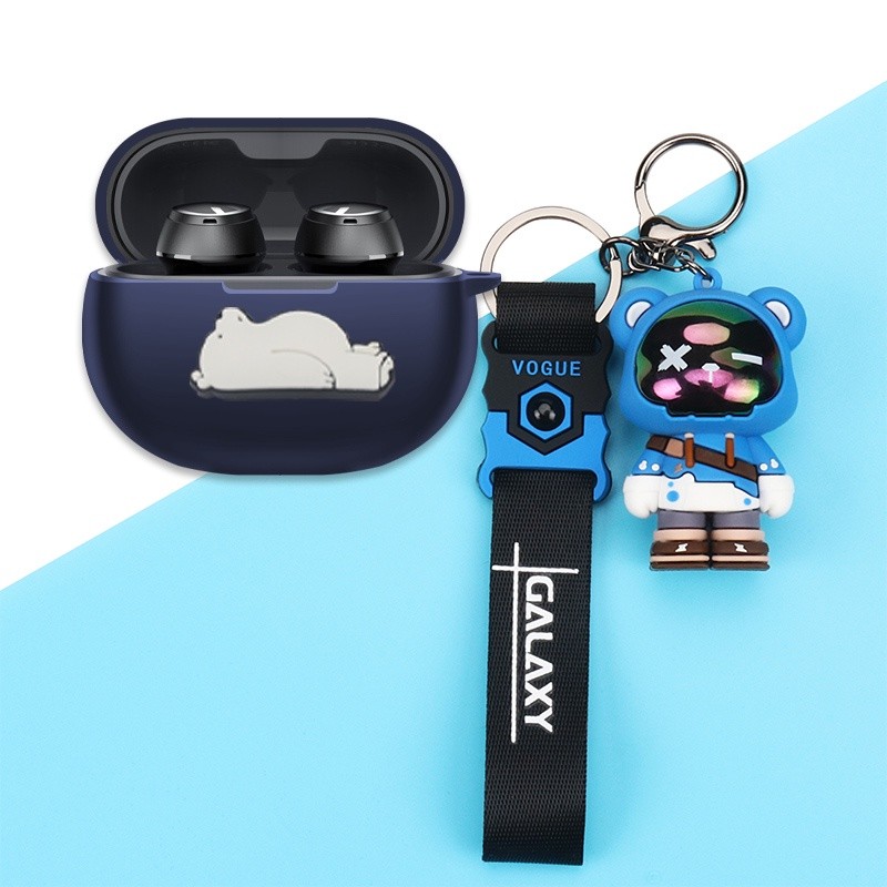 For SoundPeats Air3 Deluxe HS Case Cartoon Bear Keychain Pent Air3 Deluxe HS Silicone Soft Case Prot