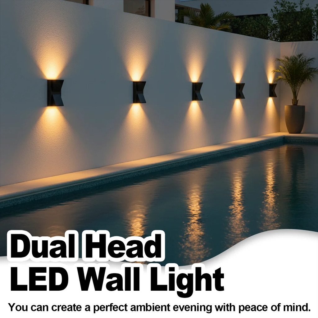 Lampu Dinding Outdoor Waterproof IP54 Aluminium 6W Warm White Lampu Hias Teras Pilar Pagar Rumah Mew
