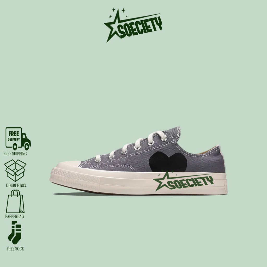 Sepatu Sneakers Converse 70s CTAS LOW x CDG PLAY Steel Grey BNIB Unisex