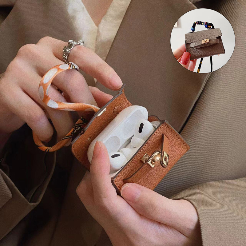 Mini Charm Headphone microfiber leather Bag  For Airpods 4 Pro 2 3 2 1 Case For Samsung Galaxy Buds 