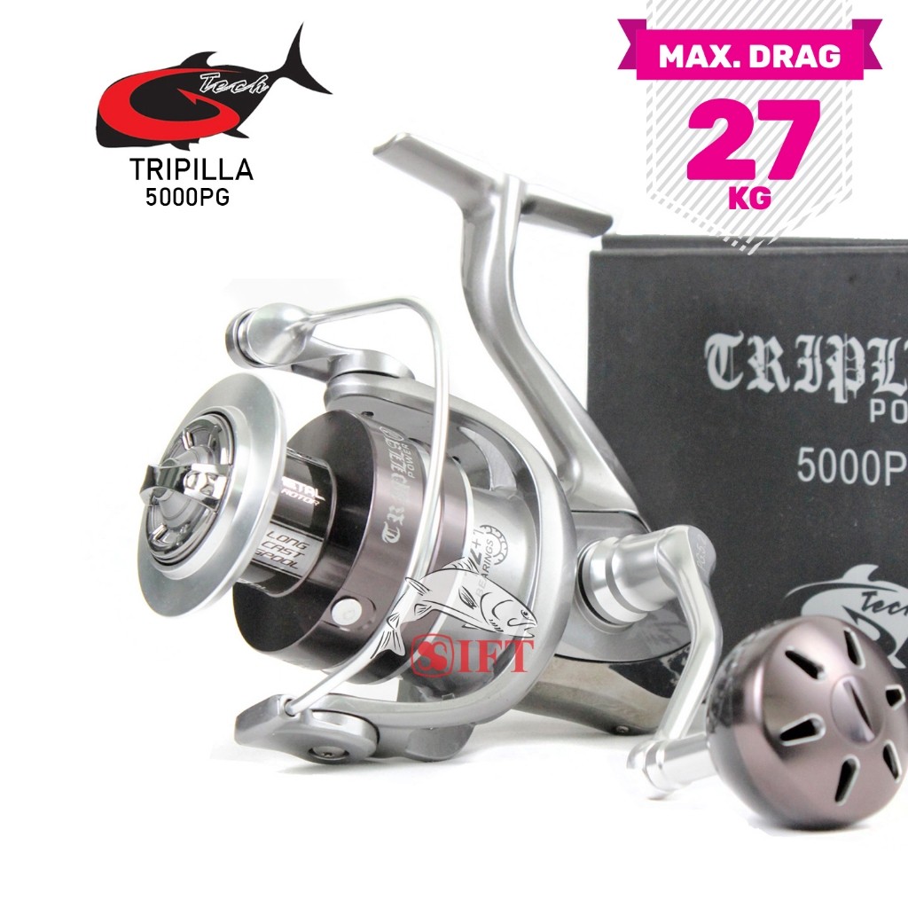 Reel G-TECH TRIPLLA POWER SW C3000 4000 5000 HG PG | Power Handle Metal Body | Saltwater Laut Resmi 
