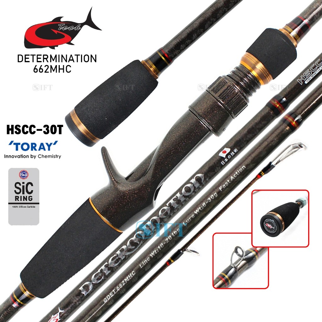 Joran BC G-TECH DETERMINATION 180 190 195 CM | Fuji Guides + Seat | Bait Casting Rawa Resmi GTech | 