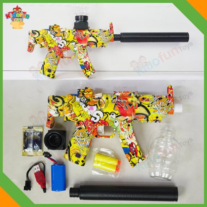 Mainan Tembakan Anak 2in1 Peluru Busa & Peluru Jelly Air isi 500 ada Suara + Baterai Cas - MP5 44cm