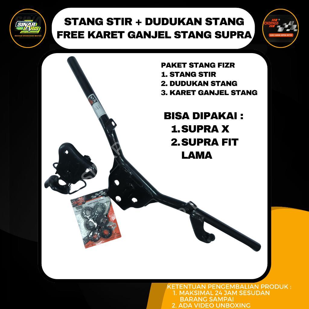 PAKET STANG STIR SUPRA FIT LAMA/ DUDUKAN STIR+STANG STIR FREE KARET GANJEL SUPRA X LAMA / SUPRA FIT
