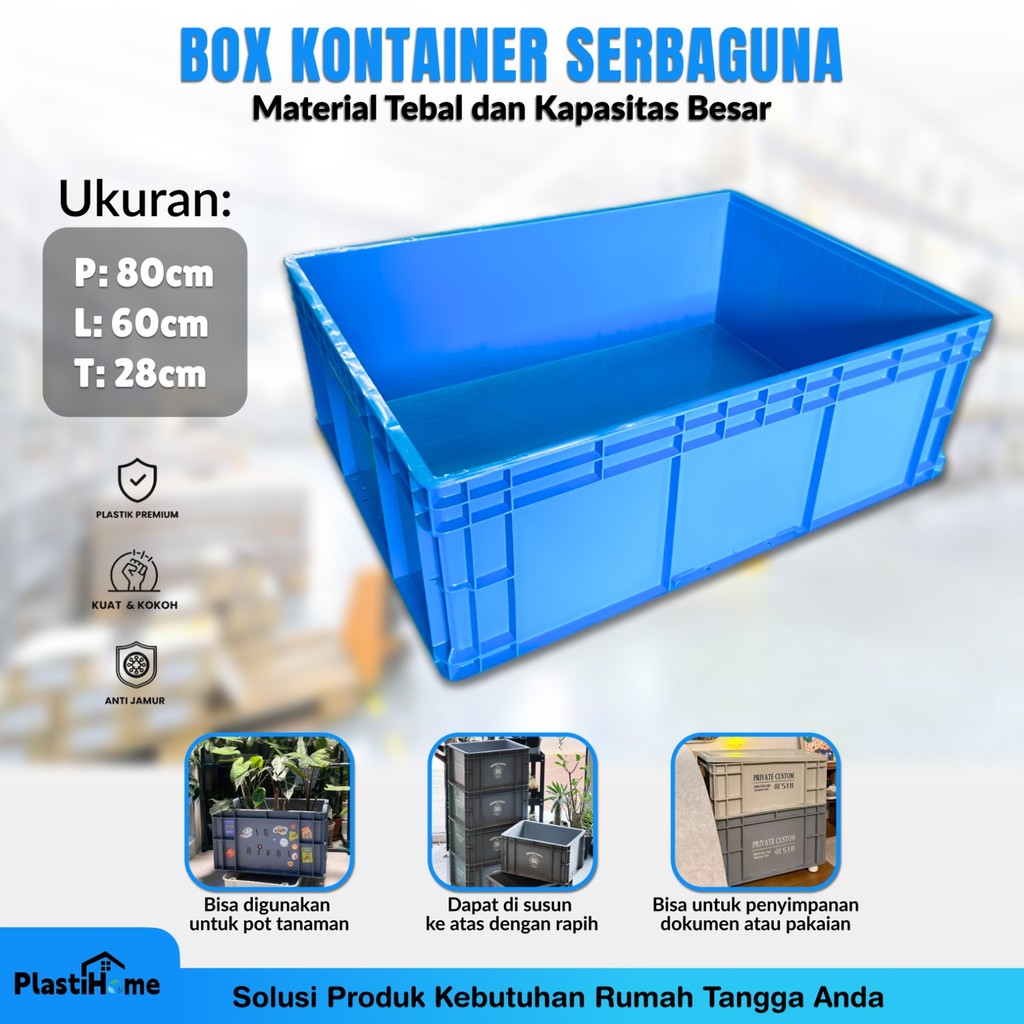 PlastiHome Box Plastik Serbaguna 60×40cm Container Box Logistik Tebal Gudang Rumah