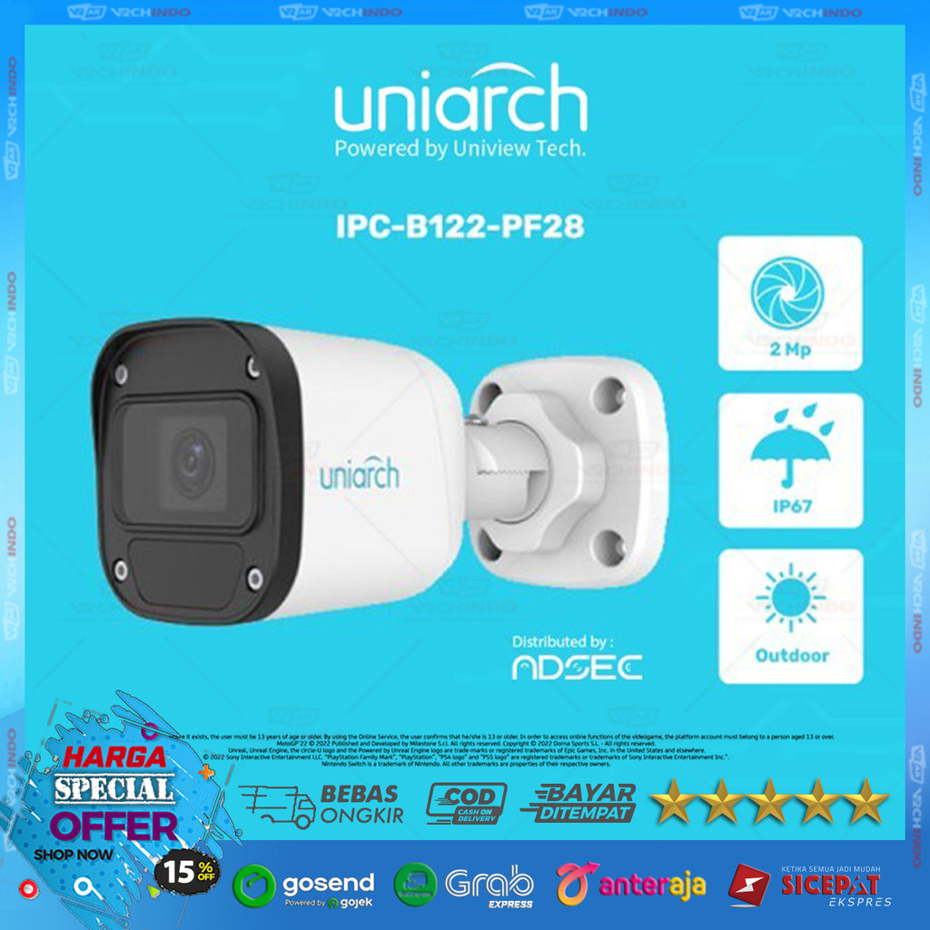 CCTV UNIARCH IPC-B122-PF28 / IP CAMERA UNIARCH 1080P IPC-B122 ORIGINAL 