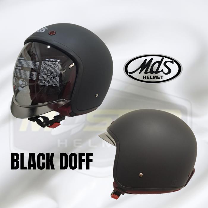 HELM MDS MAGNUM || MDS RETRO || MDS BOGO - BLACK  DOFF, M